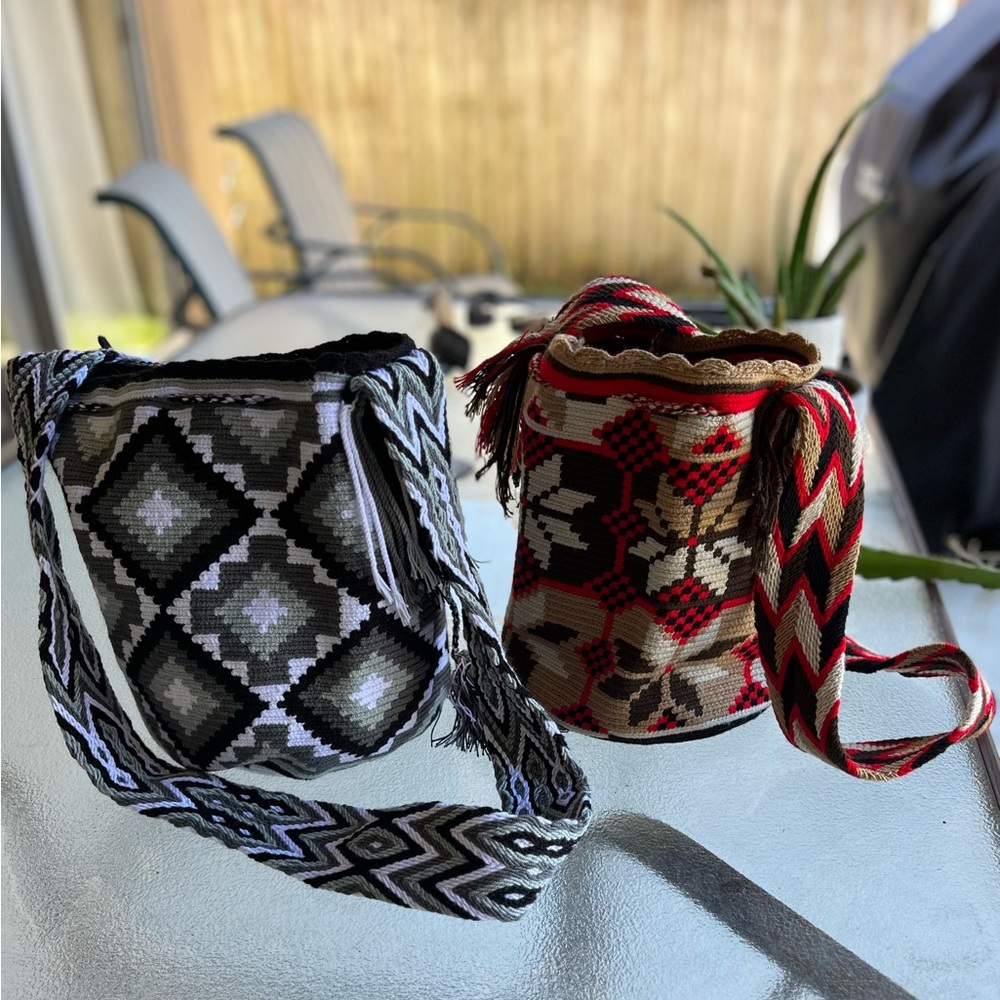 Colombian hand made purses by the Wayu indigenous people.